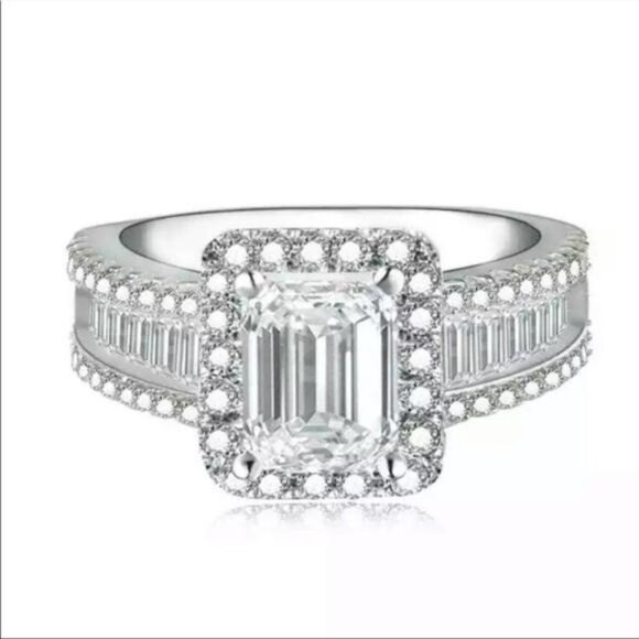 ENGAGEMENT 925 STERLING SILVER DIAMOND RING - Picture 3 of 3